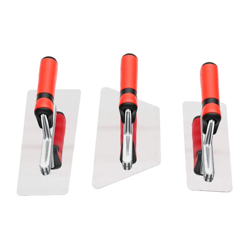 3pcs Polished Finishing Trowel Set Ergonomic Handles Rubber Handle Drywall Trowel Set Stainless Steel Paint Plastering Tool