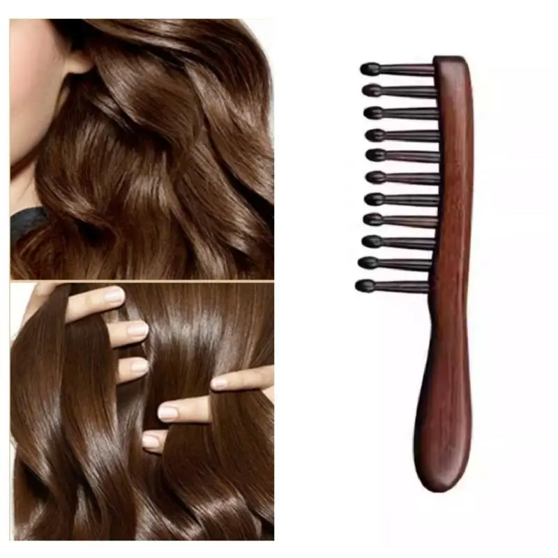 

Расческа с широкими зубьями для женщин и девочек, натуральный массажный меридиан, антистатический, без зацепок, для прямых или вьющихся волос