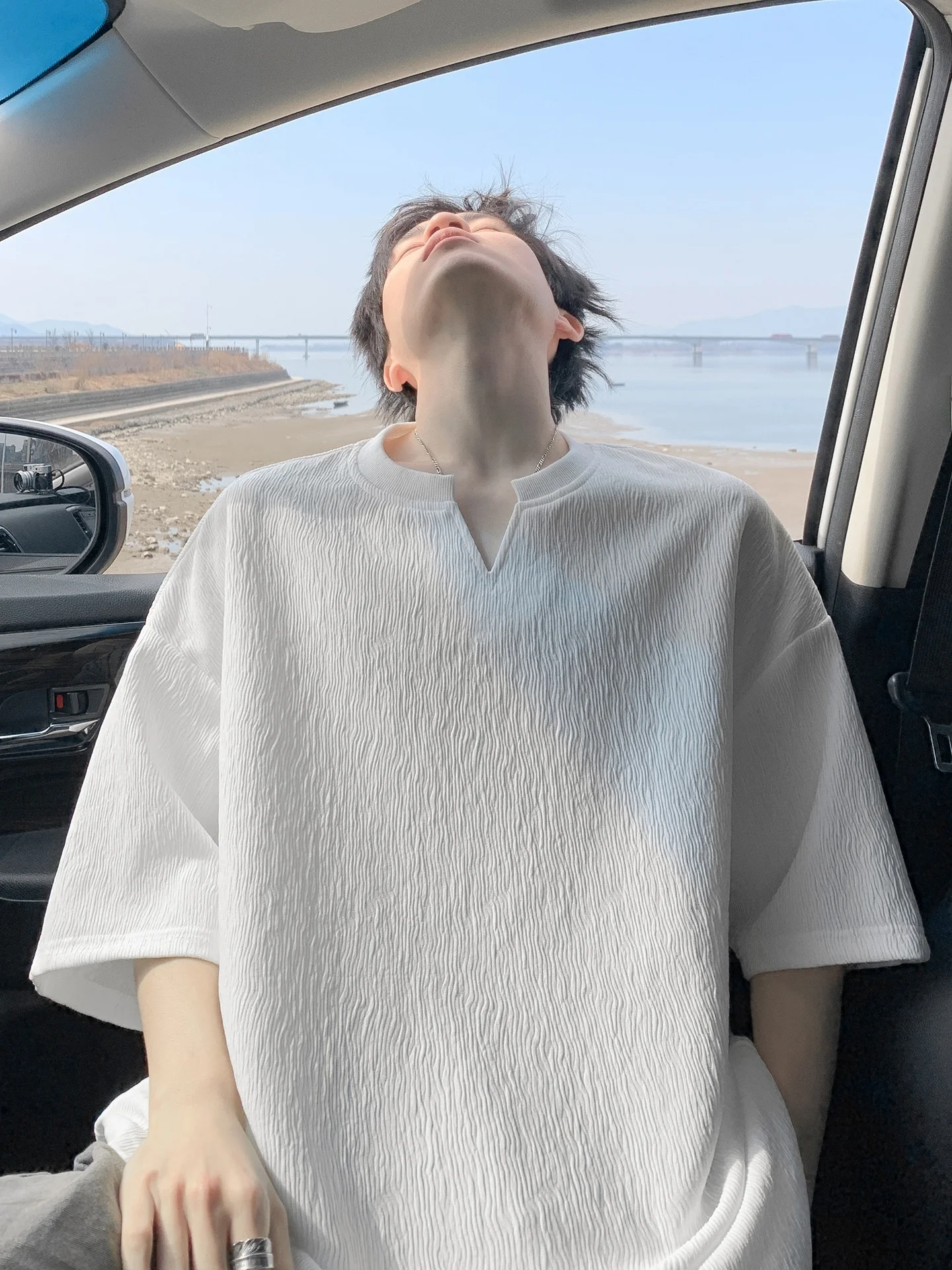 

Мужская летняя футболка из текстурированного ледяного шелка, новый тренд, брендовая, плотная, дышащая