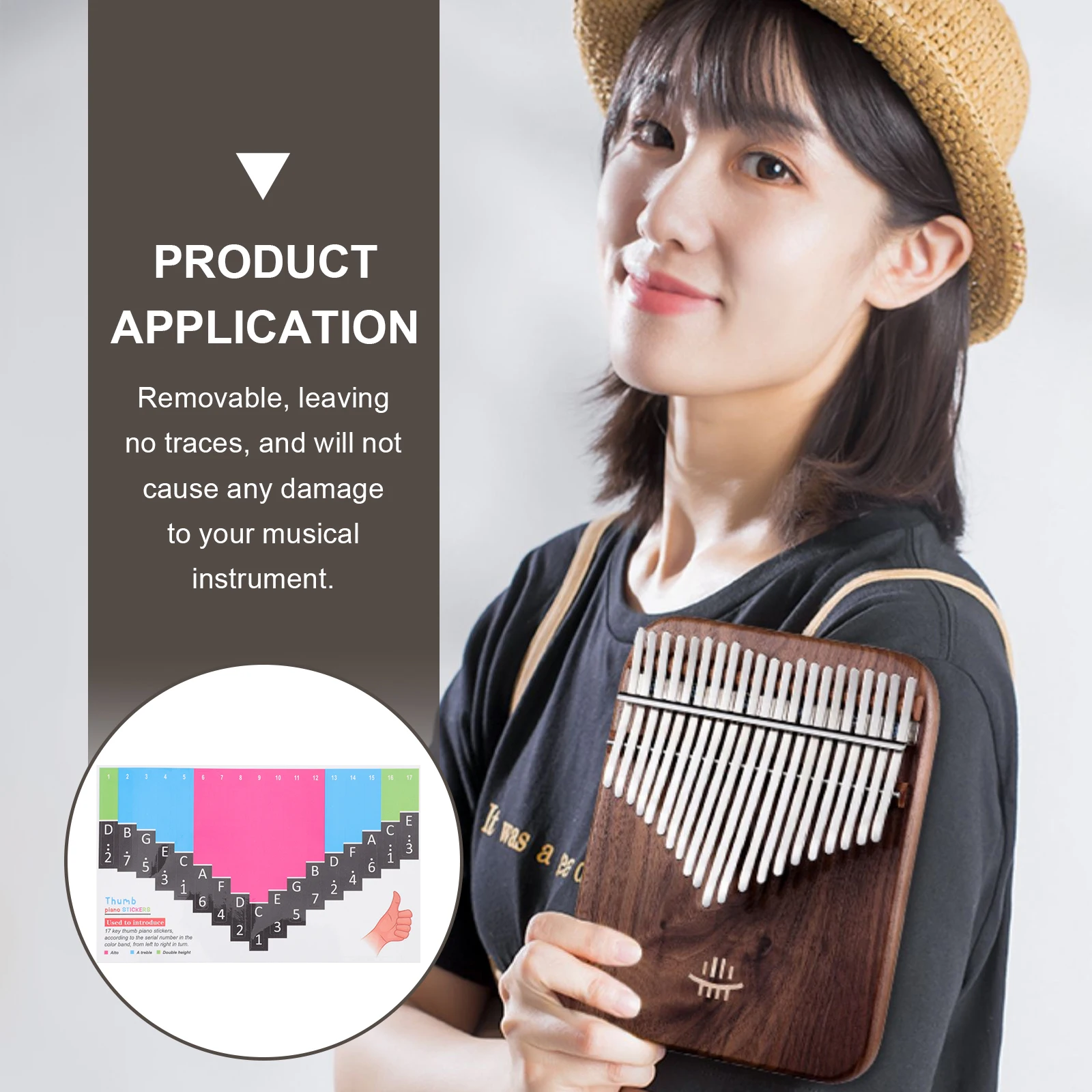 

1pc Premium Colored Kalimba Stickers 17-Tone Note Decal Durable Musical Instrument Parts Accessory For Beginners Assorted Color