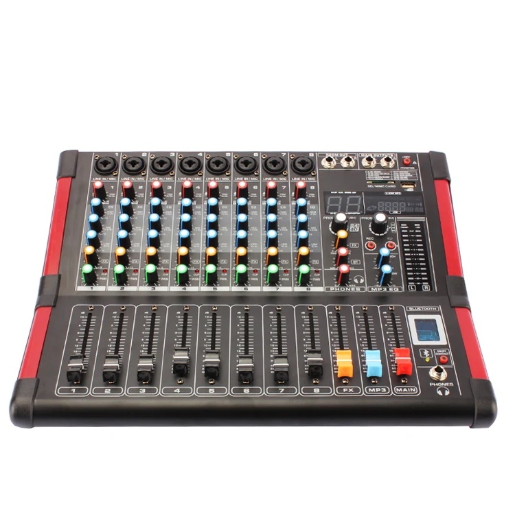 Hot Audio Mixer with digital microphone 8 channels with USB 48V Phantom Power Professional Karaoke DJ Mixing console