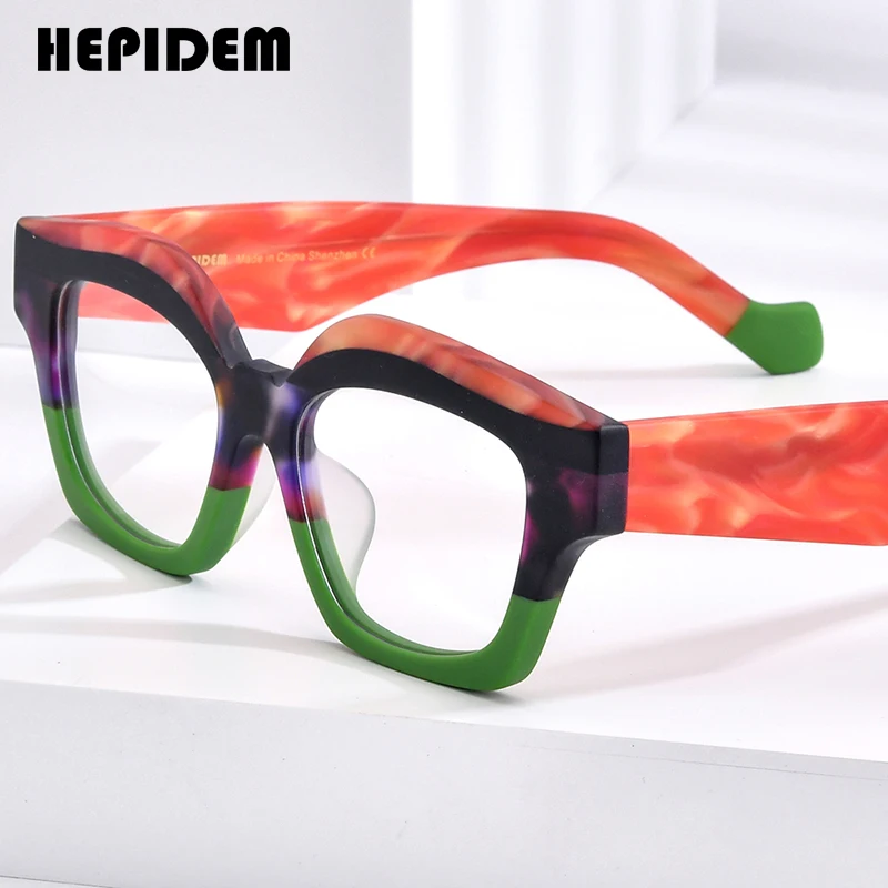 

HEPIDEM Matte Acetate Glasses Frame Men 2023 New Retro Square Women Eyeglasses Spectacles Eyewear H9346