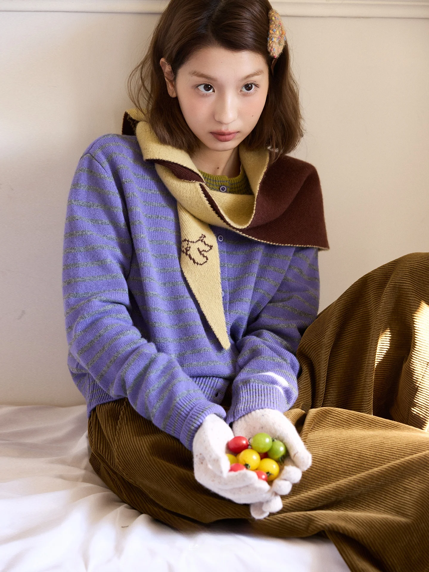 

Lightweight Soft 00% Wool Stripe Sweater Cardigan ort Sle Color Blo Ne Design Long Sve Women's Knittedwear