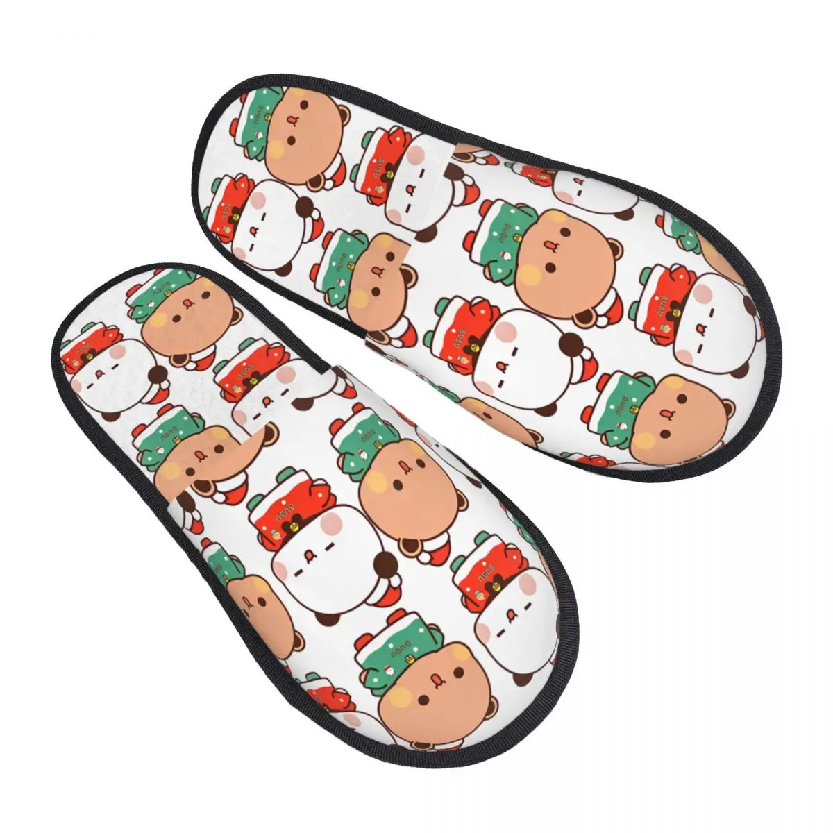 Bubu Dudu Xmas Special Christmas Slippers Anti Slip Cute Holiday Soft Household Fur Slippers Slides Living Room