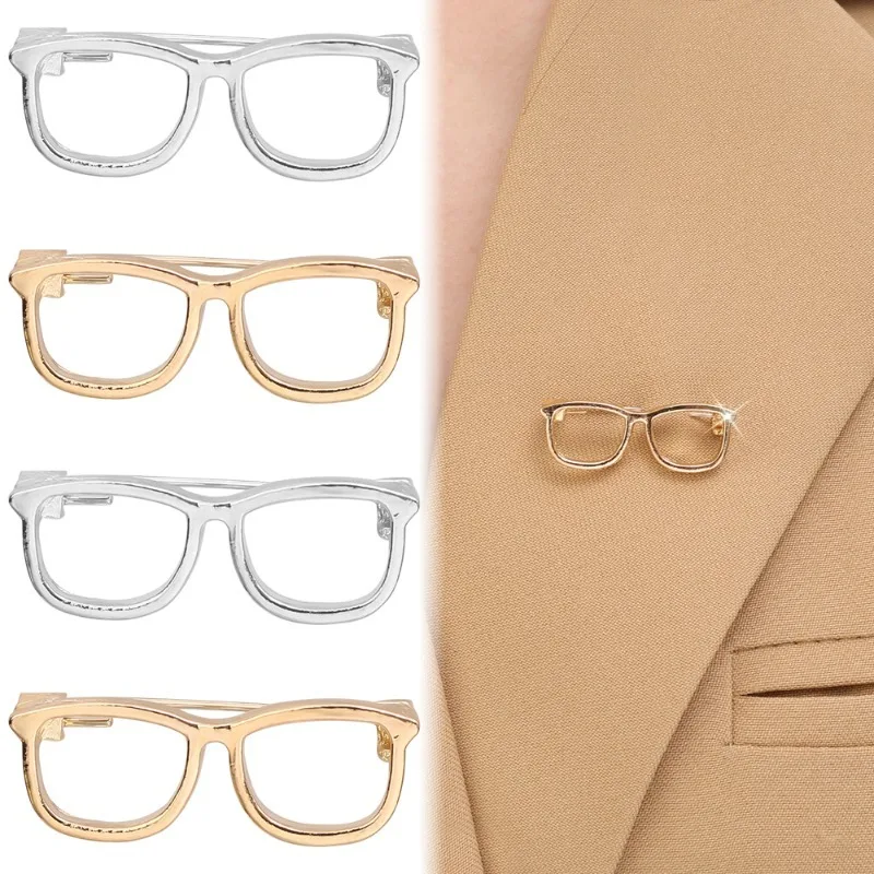 Simple Glossy Glasses Brooch Mini Glasses Shaped Metal Brooches Backpack Pins Unisex Stylish Lapel Pins Jewelry Accessories Gift
