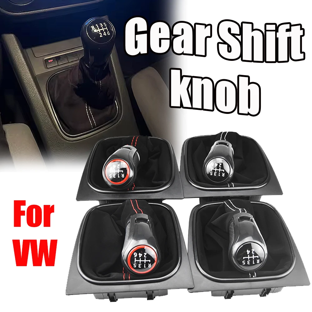 Manual 5 6 Speed Gear Shift Knob Complete Leather Boot For Jetta MK3 SCIROCCO III 137 138 EOS 1F7 1F8 Golf 5 MK5 Golf 6 MK6
