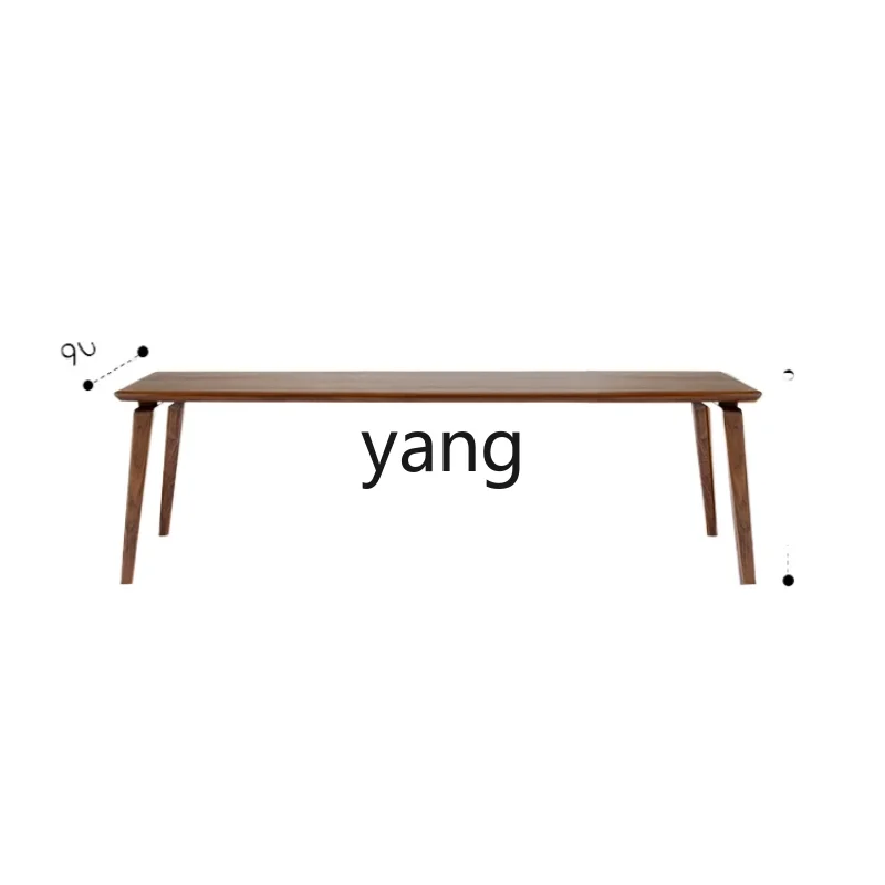 Yjq Black Walnut Large Dining Table Solid Wood Workbench Rectangular Simple Modern Household Furniture