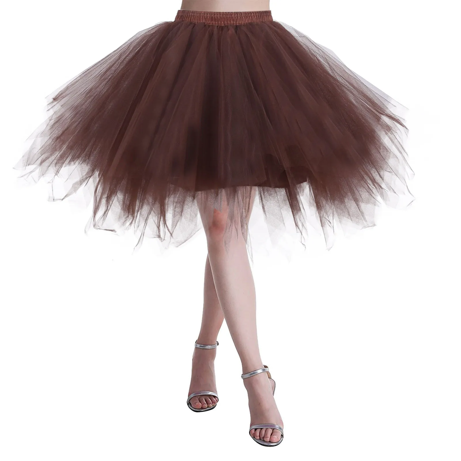 Jupe en tulle nickel é princesse pour femmes, jupes tutu de danse plissées, jupon Lolita, jupe en tulle, fête de ballet, jupes gonflées, danse adulte