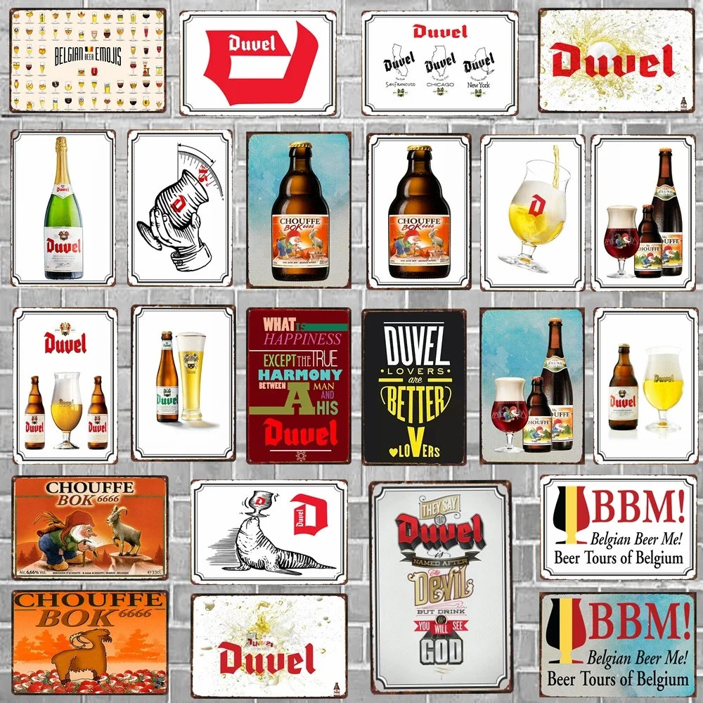 البلجيكي البيرة الشوف Duvel معدن القصدير تسجيل لوحة جدار حانة المطبخ مطعم المنزل ديكور فني خمر الحديد المشارك DU-2000