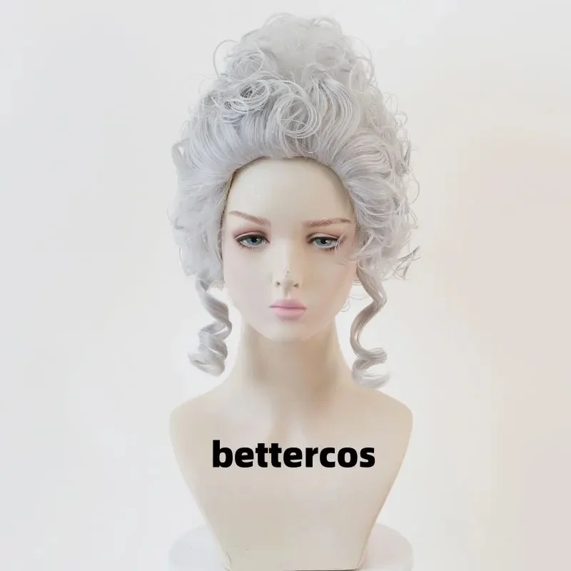 z;3,d'5,g\7/Marie Antoinette Cosplay Wigs Silver Grey Costume Accessory Princess Medium Curly Heat Resistant Synthet6,j.y'8 /c. view 3