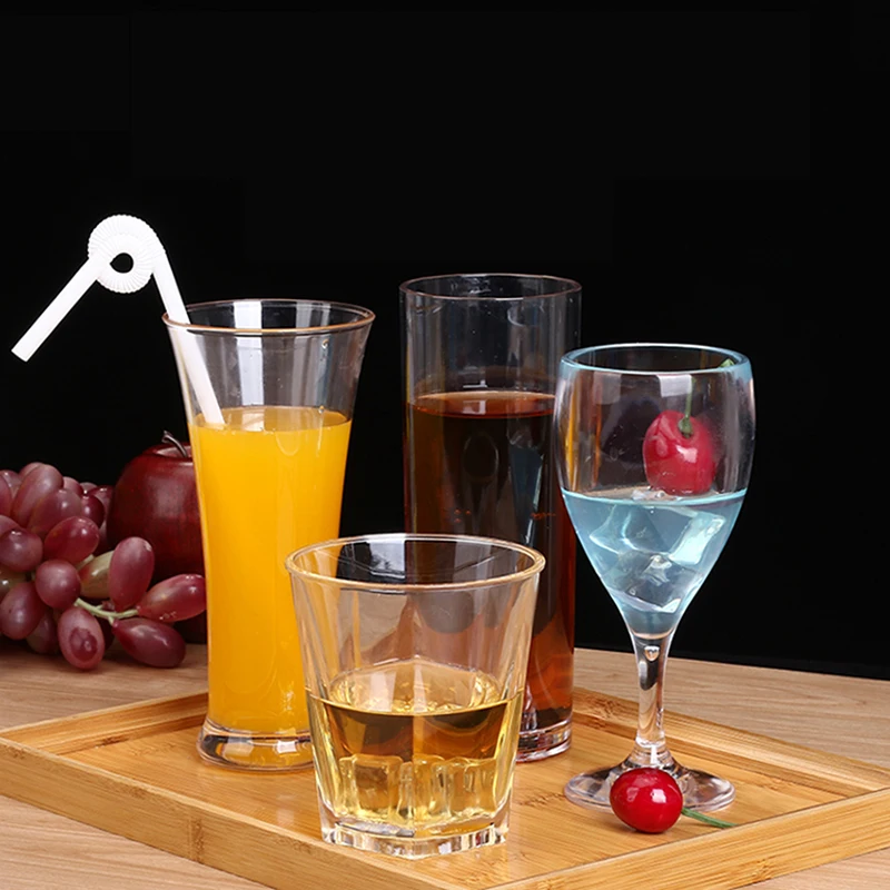 Transparent Anti-Drop Acrylic PC Juice Cup, Draught-Beer Cup, Break Resistant Drinking Glasses, Transparency Cafe Bar Mug