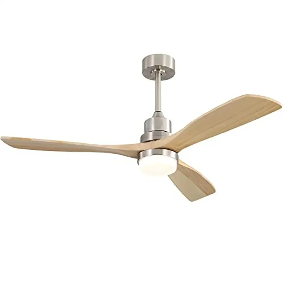 52 Modern Ceiling Fan with Dimmable LED Light Remote Control 3 Wood Blades Reversible Motor