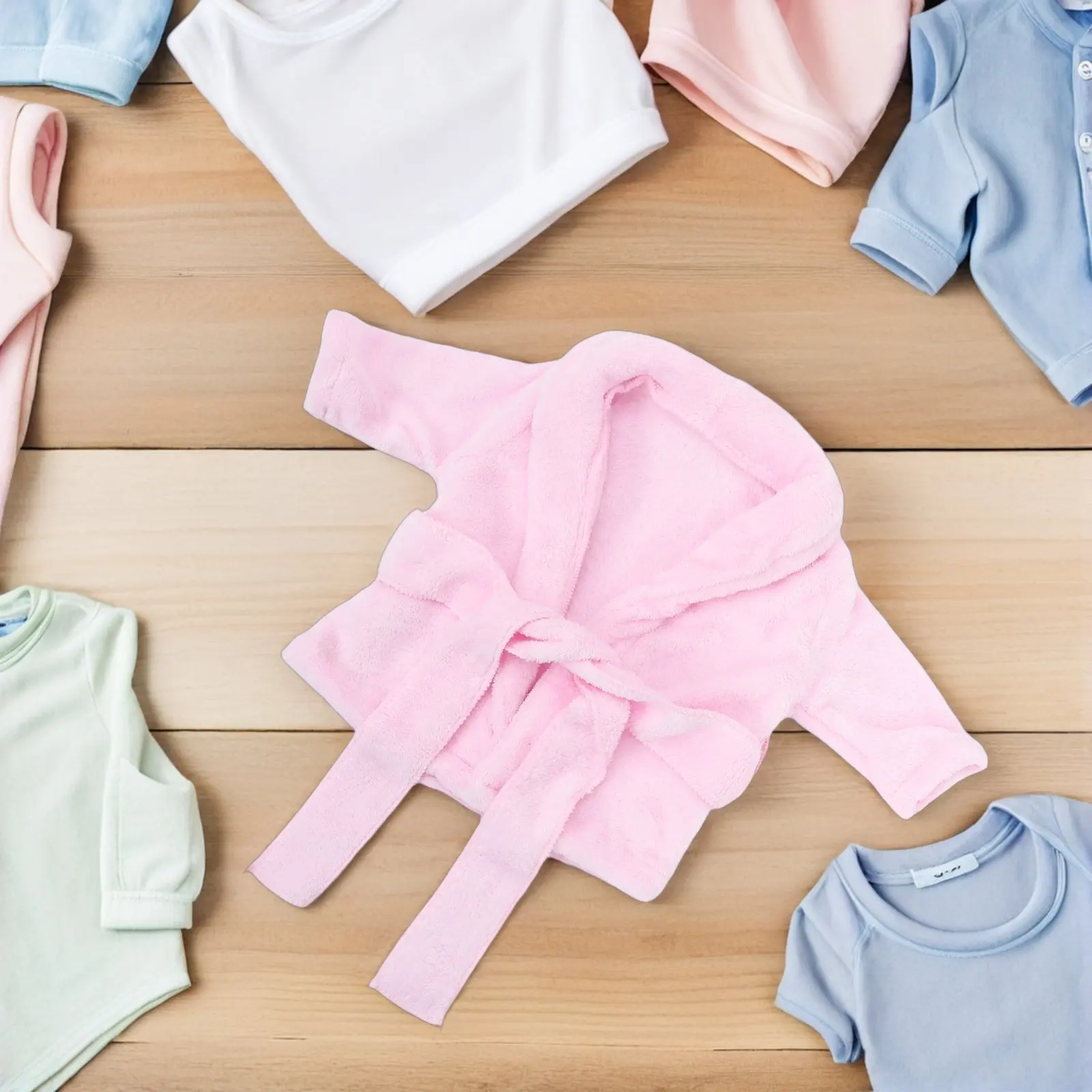 

Newborn Baby Bathrobe Pure Cotton Thickened Soft Absorbent Pink 0-1 Month Infant Bathrobe Kids Photography Outfit