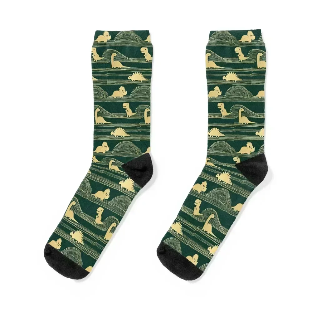 

Dinosaur Christmas Edition (green/gold) Socks professional running loose warm winter Socks Woman Men's
