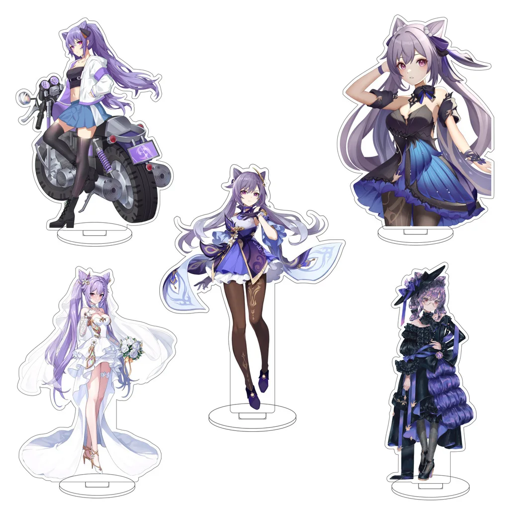 16CM Anime Genshin Impact Keqing Cos Acrylic Figure Ornaments Desk Exquisite Decor Cute Gifts