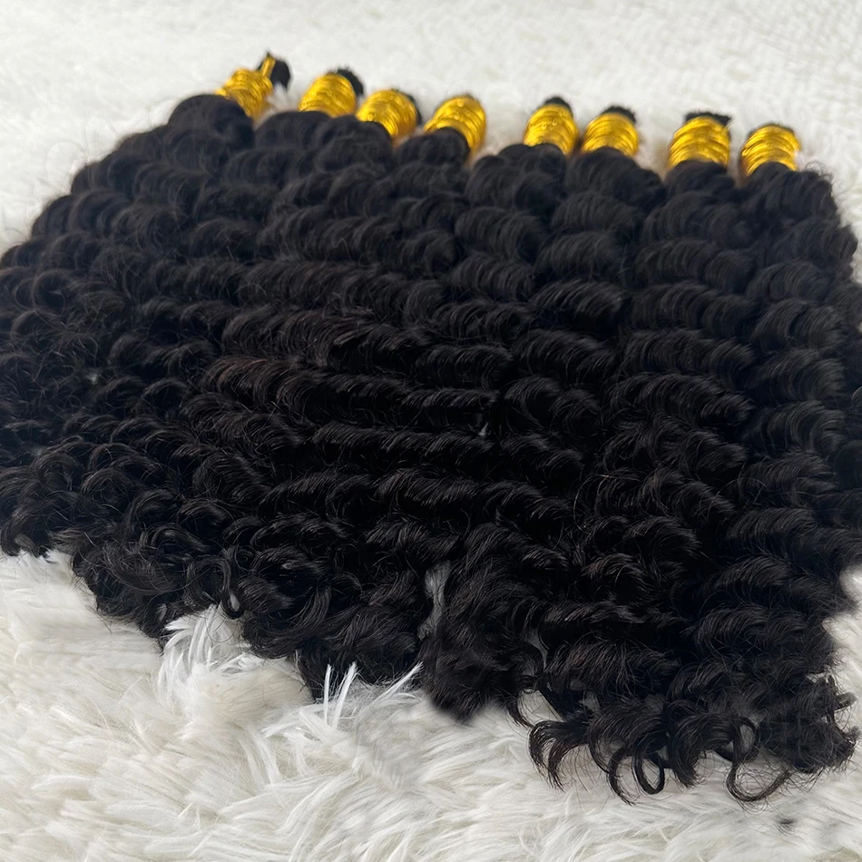 100 % Echthaar-Masse zum Flechten, unverarbeitete tiefe Welle, natürliches Schwarz, indisches Remy-Menschenhaar, Massenverlängerungen für Frauen