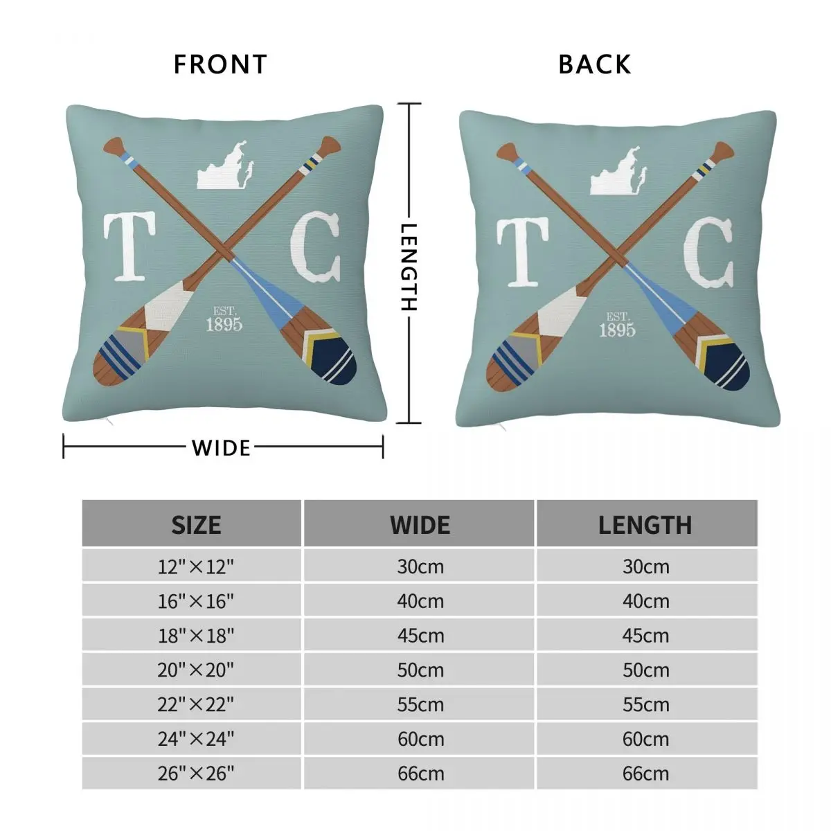 Paddle Tc Traverse City Oars Square Pillowcase Polyester Linen Velvet Pattern Decorative Pillow Case Sofa Seater Cushion Cover