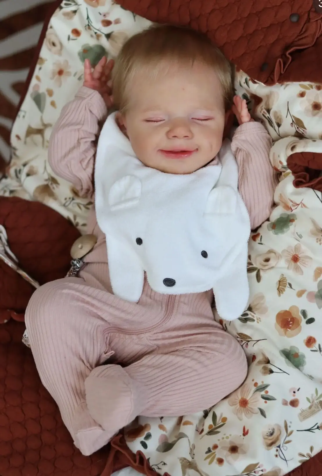 

SANDIE 49CM Full Body Reborn Doll Sleeping April Smile Baby Hand Made High Quality Doll lifelike Real Baby Collectible Art Doll