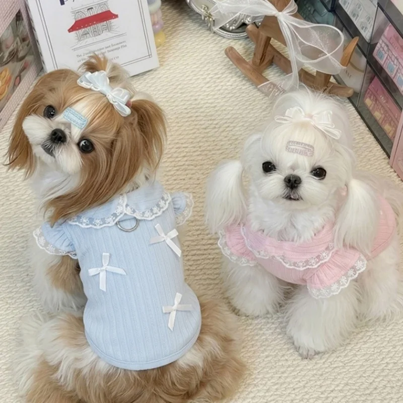 Chaleco verano con cuello encaje, lazo para perro y gato – anilla D - imagen 3
