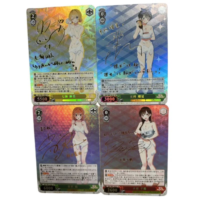 4 Sheets Flash Card Mizuhara Chizuru Asami Nanami Sakurasawa Sumi Diy Ws Gold Label Action Toy Figures Anime Game Collection