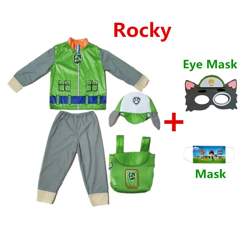 Patrulha cão crianças meninas traje perseguição mascote rocky zuma skye rubble meninos cos roupas dia das crianças desempenho outfit wholeale