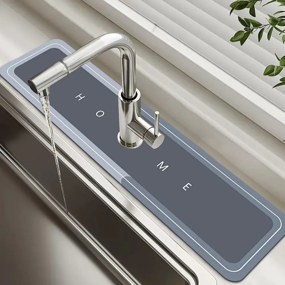 VIKAMA 1-Piece Geometric Pattern Faucet Water Absorption Mat For Anti-Slip Kitchen And Bathroom Sink Water Splash Guard Pad