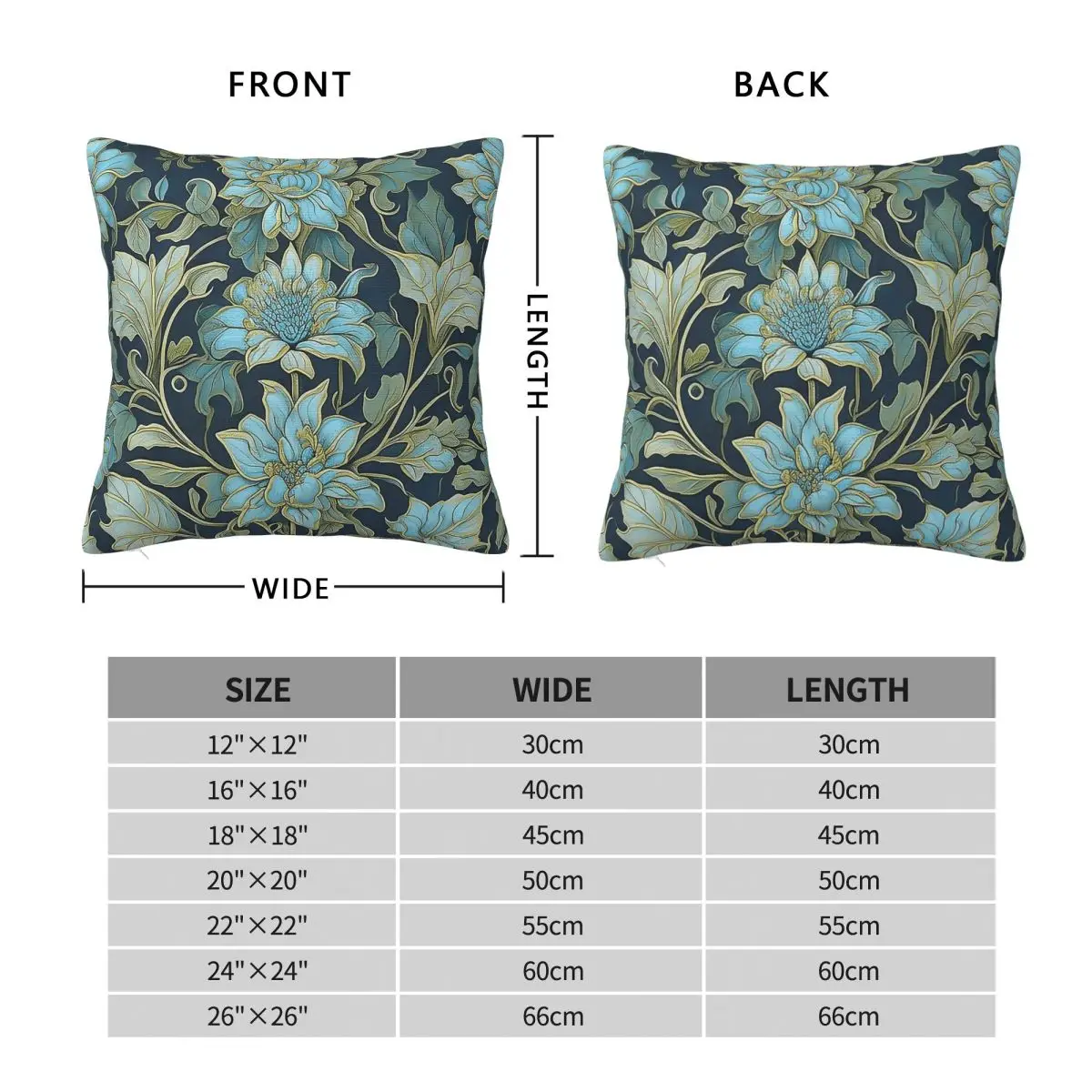 William Morris Teal Flowers Square Pillowcase Polyester Linen Velvet Creative Decorative Throw Pillow Case Bed Cushion Cover 18