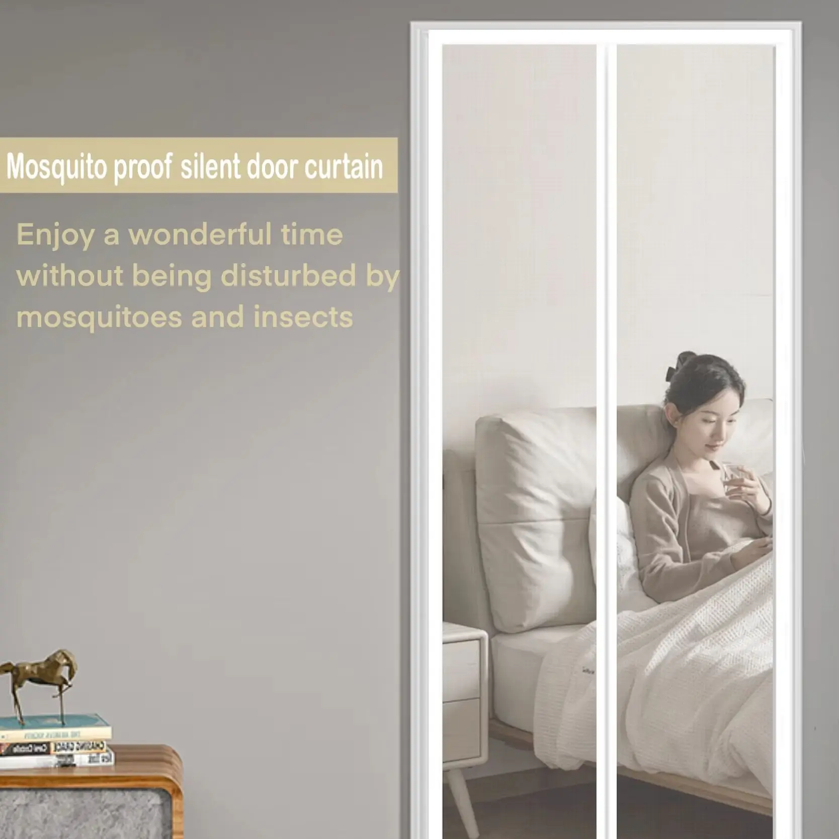 

Настраиваемая белая дверь с экраном от насекомых — магнитная ветрозащитная занавеска из нано-ПП, легко моющаяся и устойчивая к проникновению