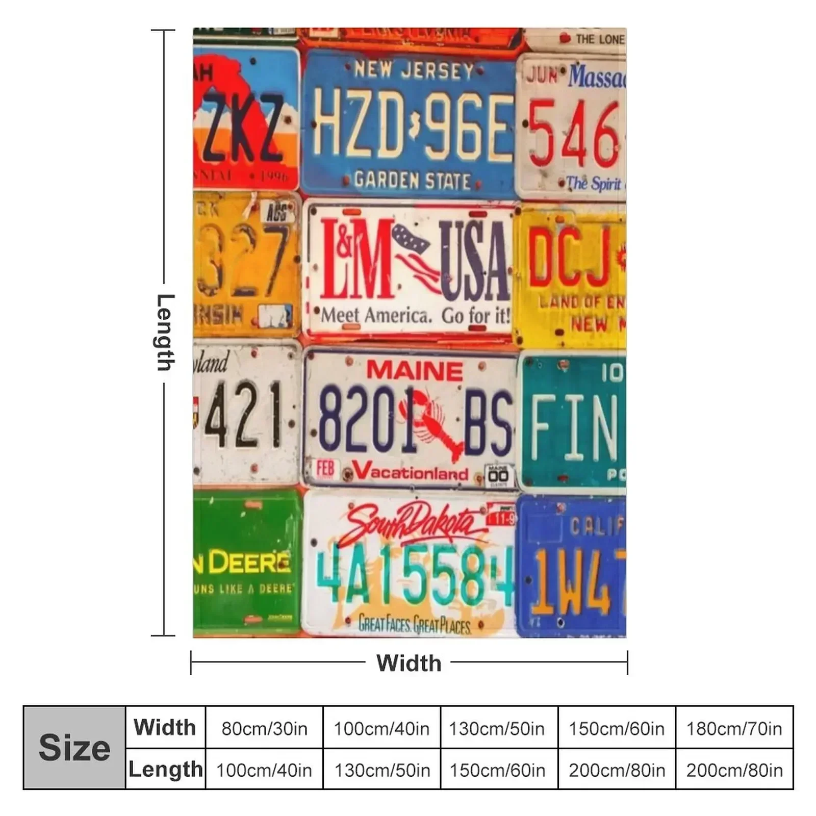 United States License Plates Art America Throw Blanket Decorative Beds Thin Flannel Custom bed plaid for babies Blankets