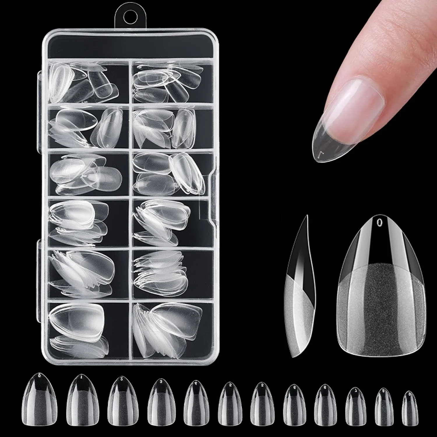 120pcs Clear No Mark Mosted Stiletto/Almond/Square Fake Nails Американский капсульный гель x СИСТЕМА УДАЛЕНИЯ КОНЦИОНА