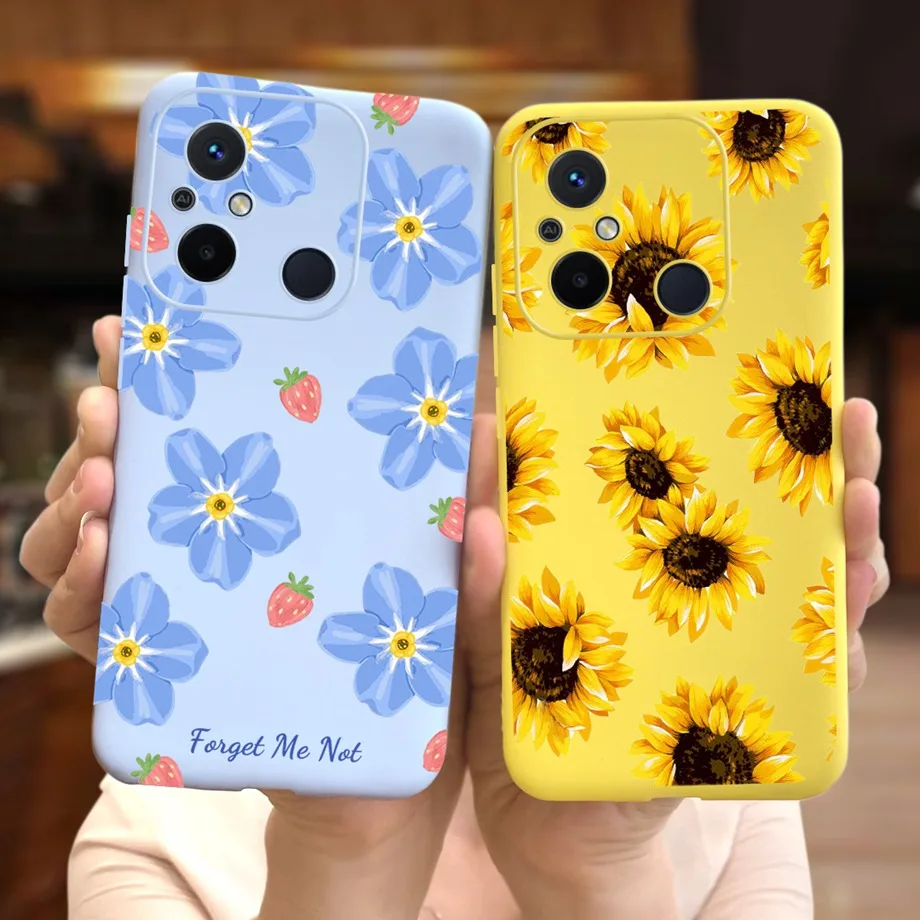 For Xiaomi Redmi 12c Phone Case Shockproof TPU Soft Housing Capa For Redmi 12c Redmi12c Beautiful Girl Butterfly Flower Back Bag