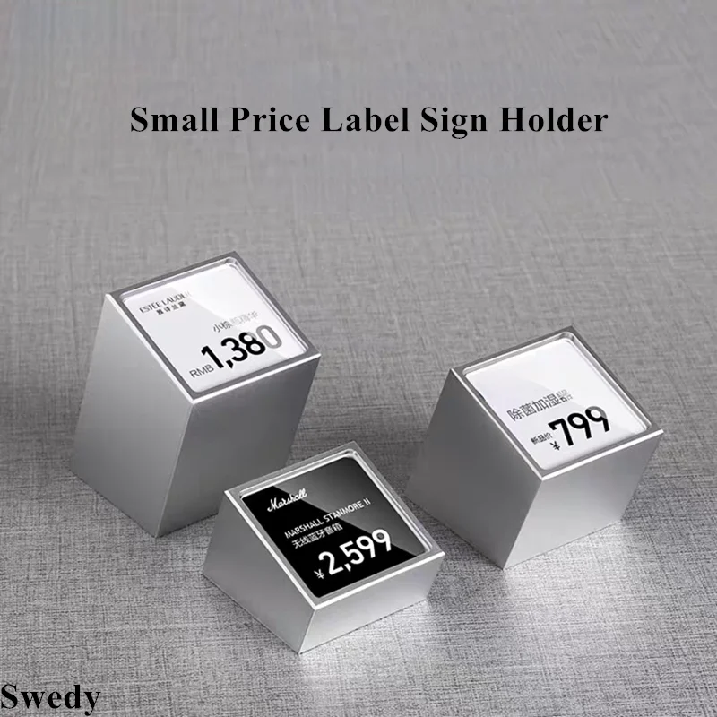 6 Pieces Small Acrylic Sign Holder Display Stand Ticket Paper Holder Table Sign Card Holder Mini Wood Price Label Paper Card Tag