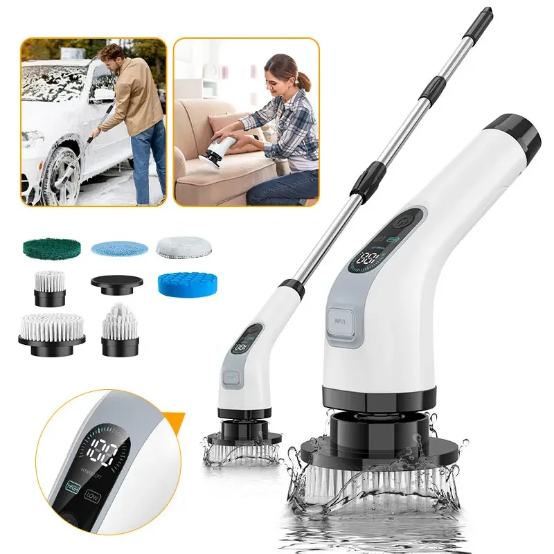 

Electric Cleaning Brush Cordless Handheld Shower Scrubber Spin Cleaner Multifunctional Cleaner with 7PCS Heads Bathroom Kitchen