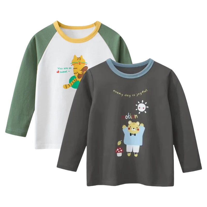 

2025 Autumn New Children's Clothing Cartoon Tiger Girls Clothing Long-sleeved T-shirt Baby Bottoming Shirt