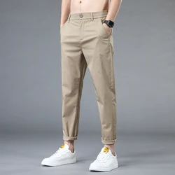 Stretch Casual Pants Men Slim Fit Lightweight Straight Trousers Summer Quick Dry Sports Joggers Button Down Solid Khaki Pants