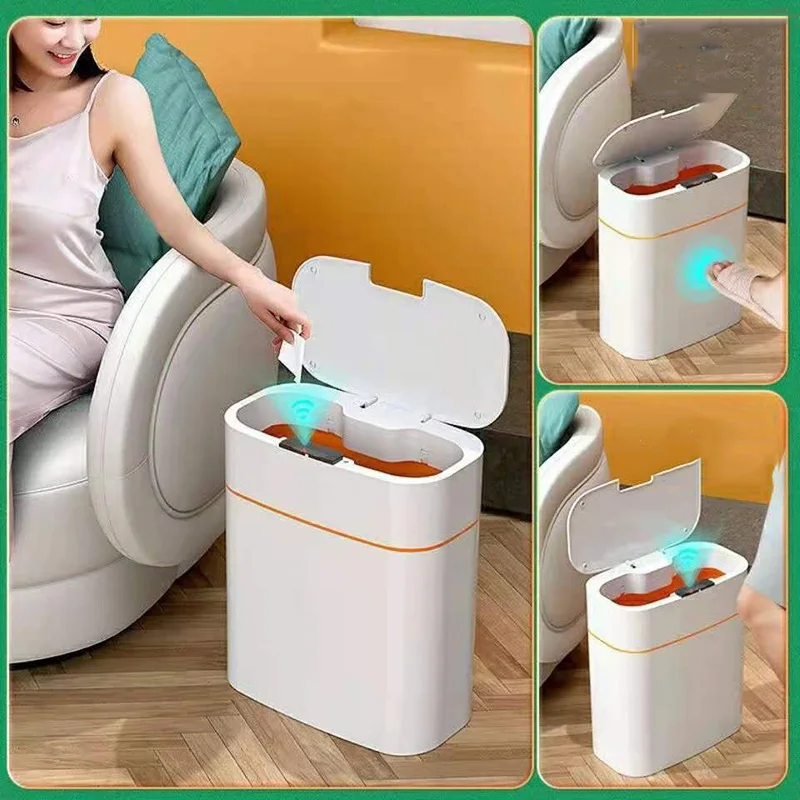 13/16L Intelligent Trash Can Smart Sensor Dustbin Electric Automatic Rubbish Can USB Waterproof Garbage Waste Bin Home Induction