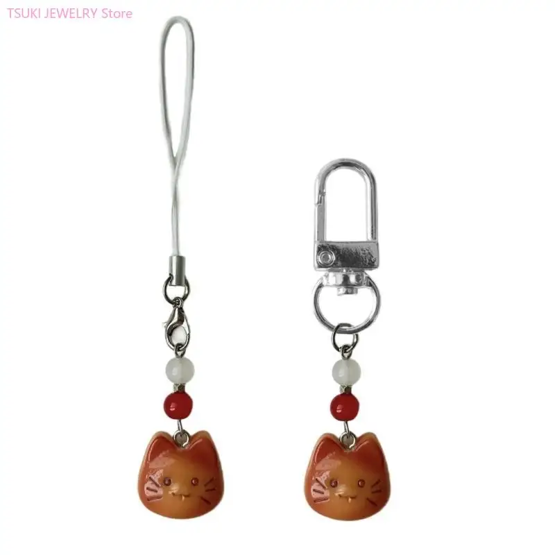 62KE Sweet Cartoon Bead Pendant Phone Charm Chain Strap Bag Decoration Lanyard