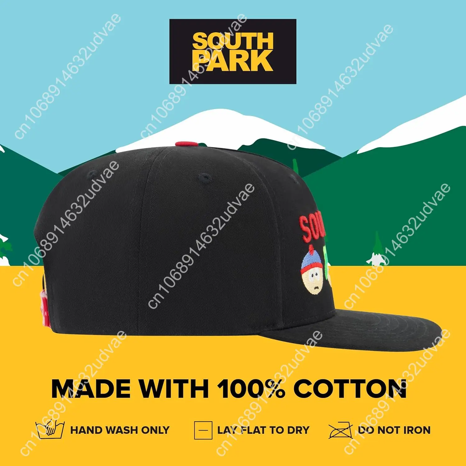 Concept One South Park Gang 8-bit Style Adjustable Snapback Baseball Hat with Flat Brim