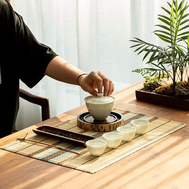 Bamboo Tea Mat Home Desktop Kung Fu Teaware Anti-scald Heat Insulation Cushion Kindergarten Dining Table Decoration Mats