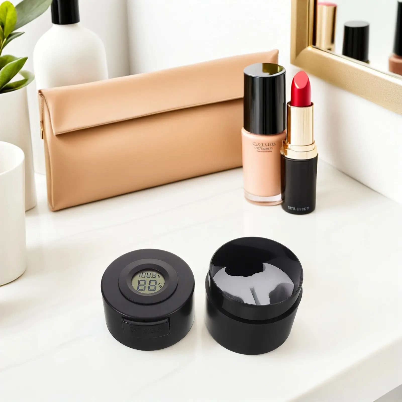 Eyelash Glue Storage Container with Press Seal, Transparent Lash Extension Holder & Humidity Monitor
