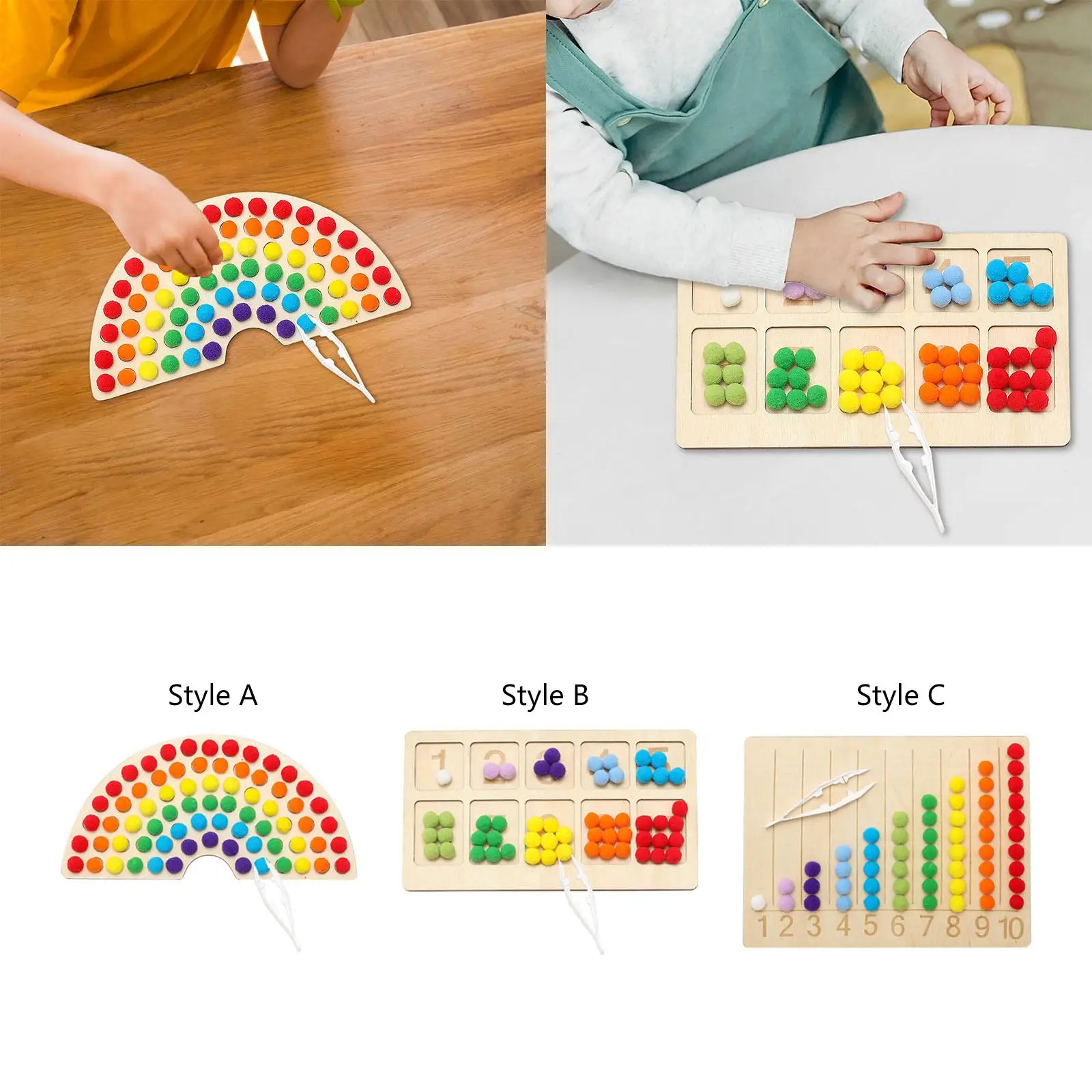 Houten Clip Kralen Spel Regenboogkleur Educatief Speelgoed Leermiddelen Voorschoolse Activiteiten Verjaardagscadeaus Tellen Matching Game