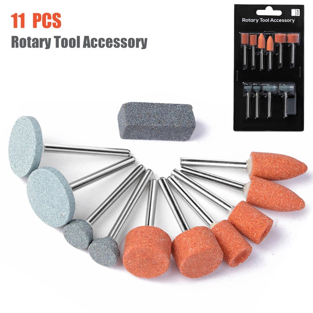 

11 шт., набор шлифовальных головок, шлифовальный круг, металлический деревообрабатывающий инструмент, резак, шлифовальная головка, аксессуары для полировки металла, дерева, шлифовальный круг