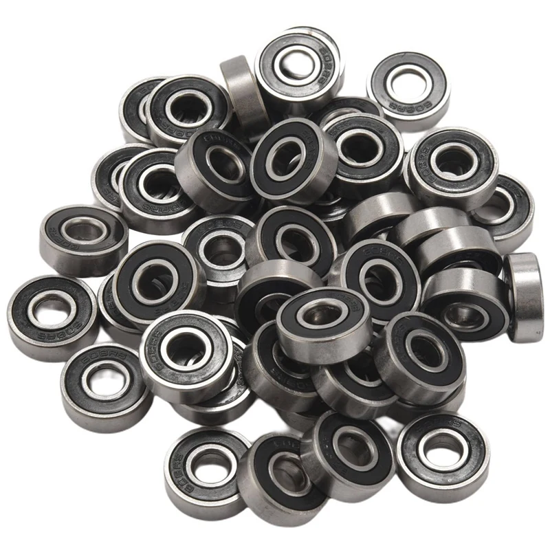 50Pcs/Set 608 2RS Ball Bearing ABEC-5 8X22X7 Mm Deep Groove Carbon Steel Sealed Ball Bearings