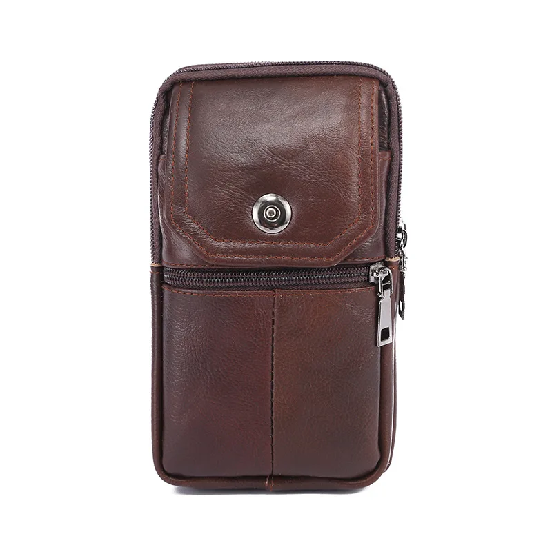 

Новый кожаный кошелек, двухслойная молния, портативная многофункциональная поясная сумка для мобильного телефона, вертикальная поясная сумка большой емкости