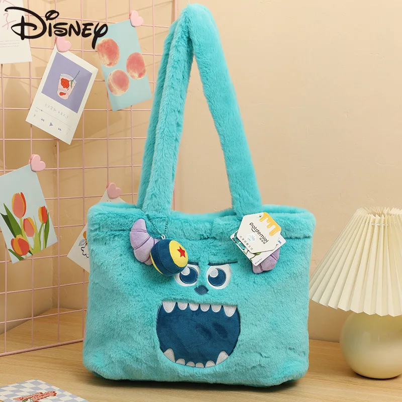 Disney-Bolso de felpa de gran capacidad para mujer, bolso de mano de dibujos animados, informal, versátil, a la moda, novedad