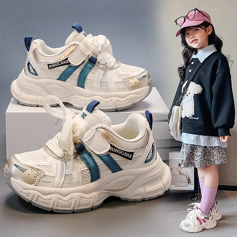 

2026, весенняя новая детская обувь, дышащая спортивная обувь с одной сеткой для мальчиков, модная обувь для папы для девочек, детская обувь среднего и большого размера