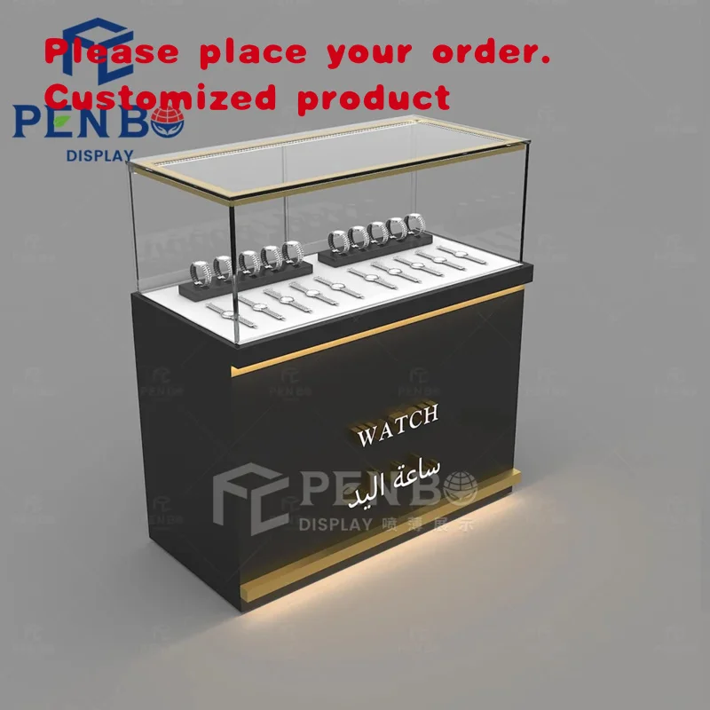custom.Commercial Display Cabinet High End Switzerland Jewelry Watch Shop Showcase Glass Watch Display Cabinet With Lock