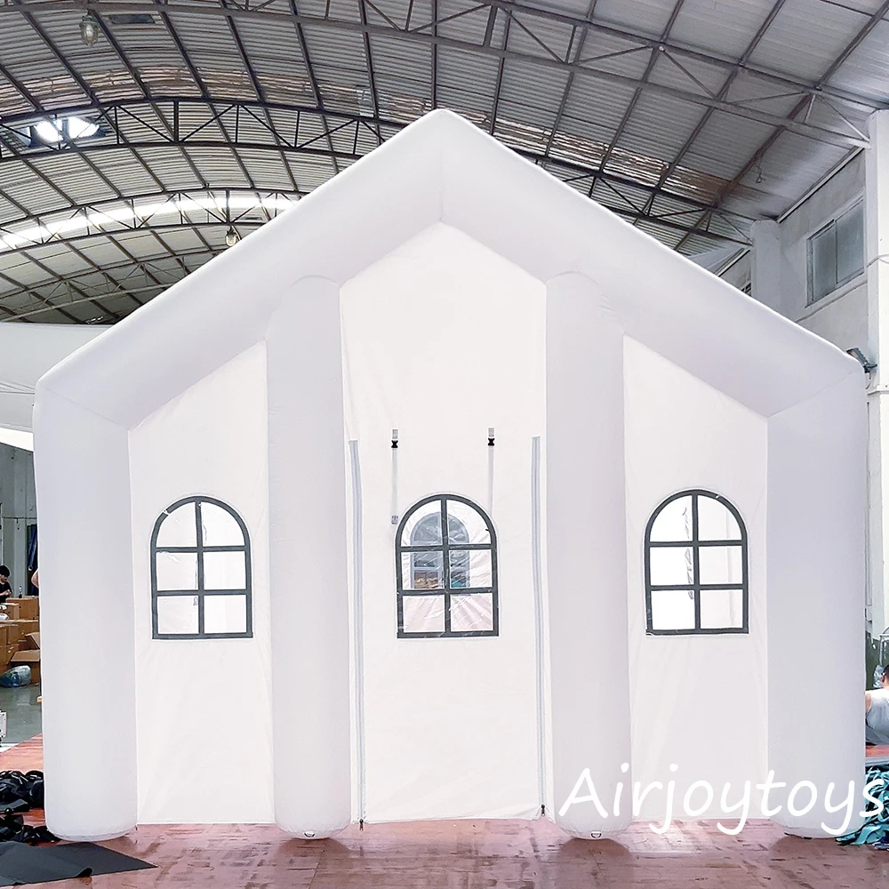 خيمة زفاف قابلة للنفخ خيمة حفلات خارجية مع أضواء LED المحمولة سرادق الزفاف منزل خيمة حديقة بيضاء لحدث الزفاف #3