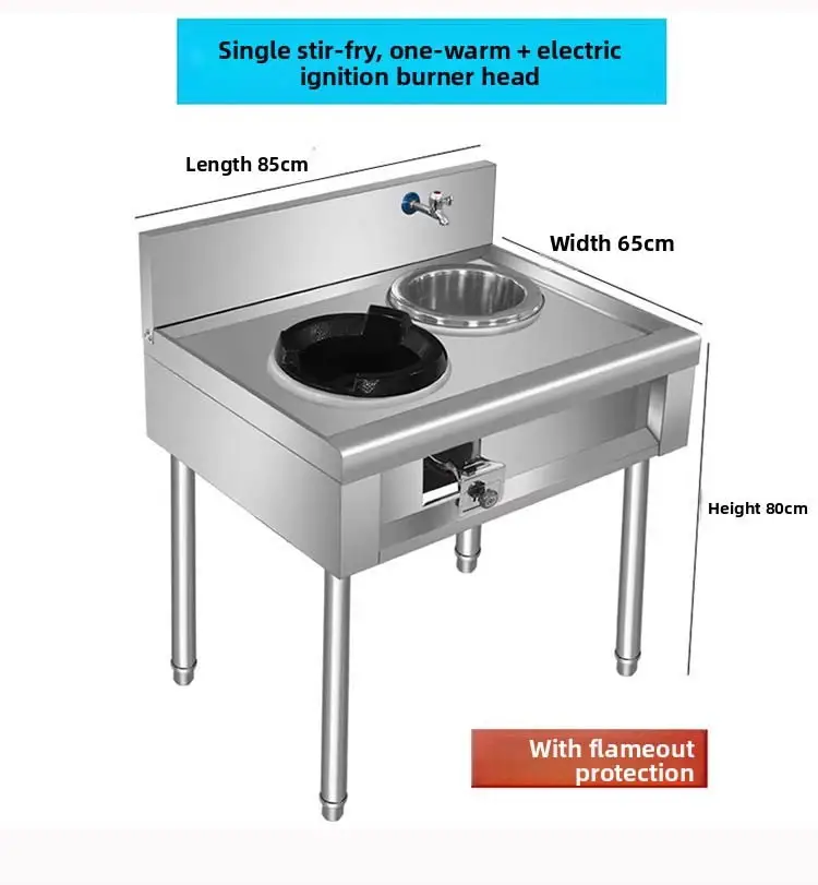 

Stainless Steel Fierce Fire Stove Commercial Restaurant Frying Stove Flameout Protection Liquefied Gas Cooktop Single Burner