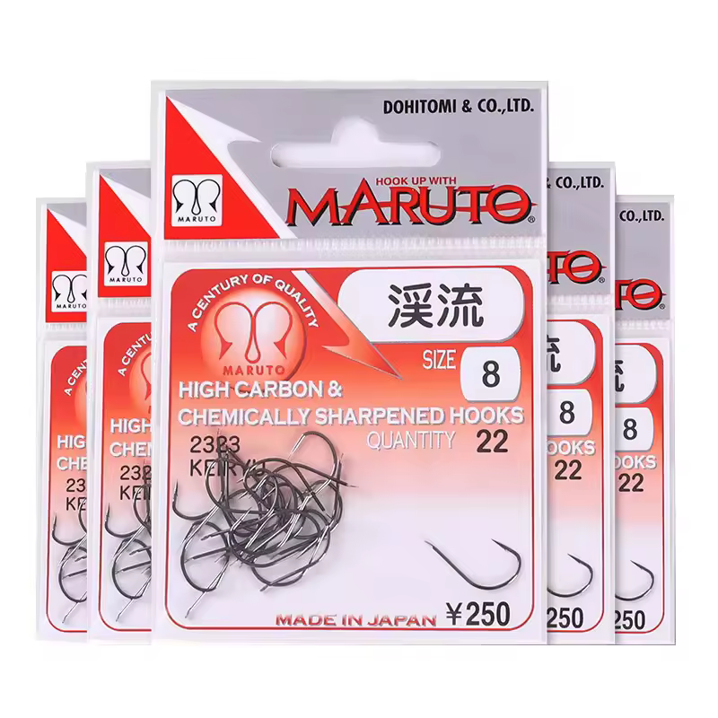 Рыболовный крючок Maruto Stream 2323, черный, из высокоуглеродистой стали, заточенный, 1-10 фунтов, японское качество.
